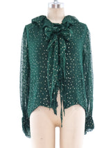 Yves Saint Laurent Emerald Silk Blouse Top arcadeshops.com