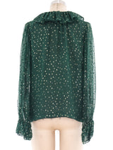 Yves Saint Laurent Emerald Silk Blouse Top arcadeshops.com