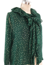 Yves Saint Laurent Emerald Silk Blouse Top arcadeshops.com