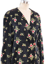 1930's Floral Embroidered Satin Jacket Jacket arcadeshops.com