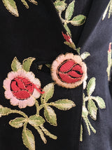 1930's Floral Embroidered Satin Jacket Jacket arcadeshops.com