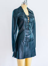 Jitrois Lace Up Leather Mini Dress Dress arcadeshops.com