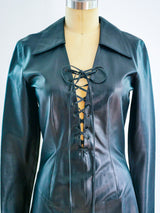 Jitrois Lace Up Leather Mini Dress Dress arcadeshops.com
