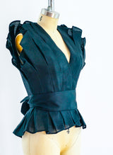 1980's Architectural Pleated Sleeveless Top Top arcadeshops.com