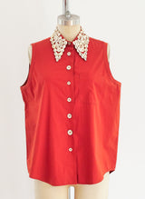 Romeo Gigli Shell Embellished Sleeveless Top Top arcadeshops.com