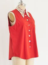 Romeo Gigli Shell Embellished Sleeveless Top Top arcadeshops.com