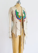 Hand Painted Deerskin Phoenix Fringe Jacket Top arcadeshops.com