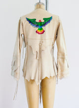 Hand Painted Deerskin Phoenix Fringe Jacket Top arcadeshops.com