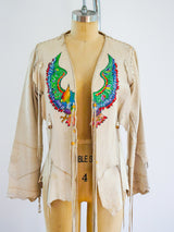 Hand Painted Deerskin Phoenix Fringe Jacket Top arcadeshops.com