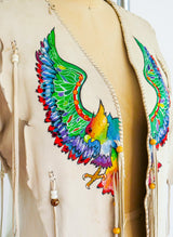 Hand Painted Deerskin Phoenix Fringe Jacket Top arcadeshops.com