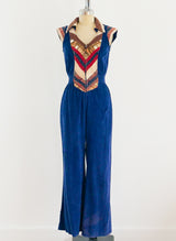 1970's Corduroy Jumpsuit with Knit Trim Jumpsuit arcadeshops.com