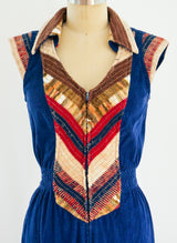 1970's Corduroy Jumpsuit with Knit Trim Jumpsuit arcadeshops.com