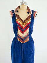 1970's Corduroy Jumpsuit with Knit Trim Jumpsuit arcadeshops.com