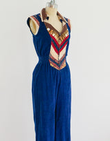 1970's Corduroy Jumpsuit with Knit Trim Jumpsuit arcadeshops.com