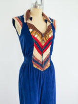 1970's Corduroy Jumpsuit with Knit Trim Jumpsuit arcadeshops.com