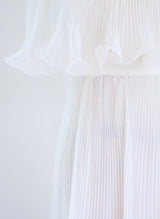 1970's White Chiffon Pleated Gown Dress arcadeshops.com