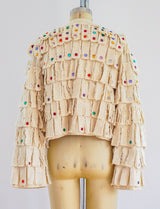 Rhinestone Embellished Fringe Canvas Jacket Top arcadeshops.com