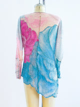 Hanae Mori Hand Painted Beaded Top Top arcadeshops.com