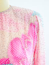 Hanae Mori Hand Painted Beaded Top Top arcadeshops.com