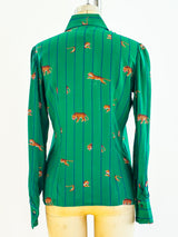 1970's Valentino Tiger Print Shirt Top arcadeshops.com