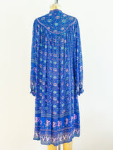 Block Print Indigo Silk Indian Dress Dress arcadeshops.com