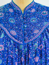 Block Print Indigo Silk Indian Dress Dress arcadeshops.com
