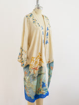 1920's Tissue Silk Japanese Garden Print Robe Top arcadeshops.com