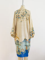 1920's Tissue Silk Japanese Garden Print Robe Top arcadeshops.com
