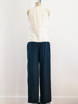 Valentino Black and White Silk Pant with Sleeveless Top Two Piece arcadeshops.com