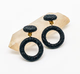 Black Beaded Hoop Earrings Jewelry arcadeshops.com