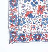 Indigo and Red Floral Block Print Indian Handkerchief Accessory arcadeshops.com