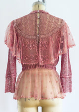 Pink Crochet Victorian Inspired Top Top arcadeshops.com