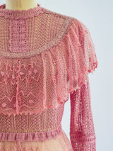 Pink Crochet Victorian Inspired Top Top arcadeshops.com
