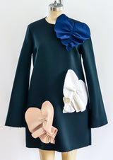 MSGM Black Dress with Dimensional Leaf Applique Dress arcadeshops.com