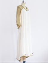 Silk Caftan with Metallic Net Sleeves Top arcadeshops.com