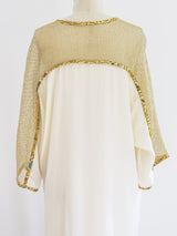 Silk Caftan with Metallic Net Sleeves Top arcadeshops.com