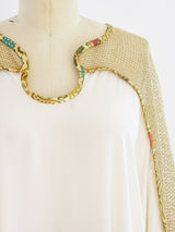 Silk Caftan with Metallic Net Sleeves Top arcadeshops.com