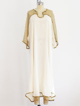 Silk Caftan with Metallic Net Sleeves Top arcadeshops.com