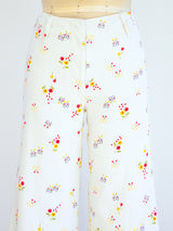 Butterfly and Flower Printed White Flares Pants arcadeshops.com