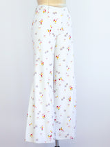 Butterfly and Flower Printed White Flares Pants arcadeshops.com