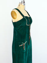 Corduory Jumpsuit with Floral Trim Jumpsuit arcadeshops.com