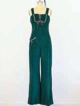 Corduory Jumpsuit with Floral Trim Jumpsuit arcadeshops.com