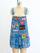 Patched Cutoff Denim Overalls Jumpsuit arcadeshops.com
