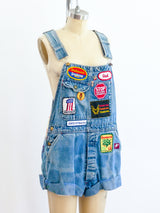 Patched Cutoff Denim Overalls Jumpsuit arcadeshops.com