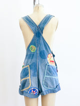 Patched Cutoff Denim Overalls Jumpsuit arcadeshops.com