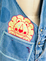 Patched Cutoff Denim Overalls Jumpsuit arcadeshops.com