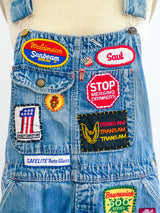 Patched Cutoff Denim Overalls Jumpsuit arcadeshops.com