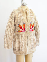 Floral Hand Knit Jacket Top arcadeshops.com