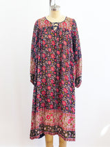 1970's Floral Cotton Gauze Indian Dress Dress arcadeshops.com