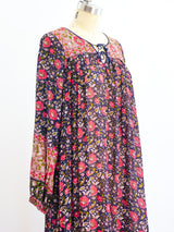 1970's Floral Cotton Gauze Indian Dress Dress arcadeshops.com